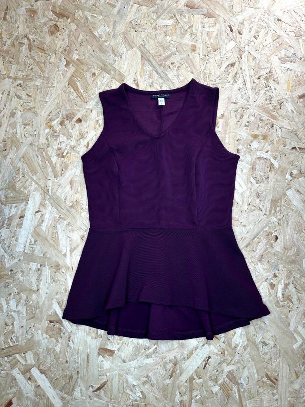Simply Styled by Sears Purple Peplum Top Womens Medium Sleeveless V-Neck Blouse